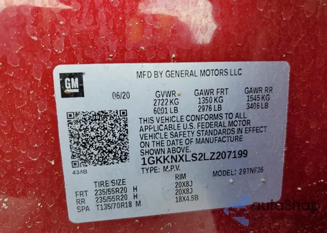 2020 GMC Acadia Denali из США, поврежденный, VIN 1GKKNXLS2LZ207199